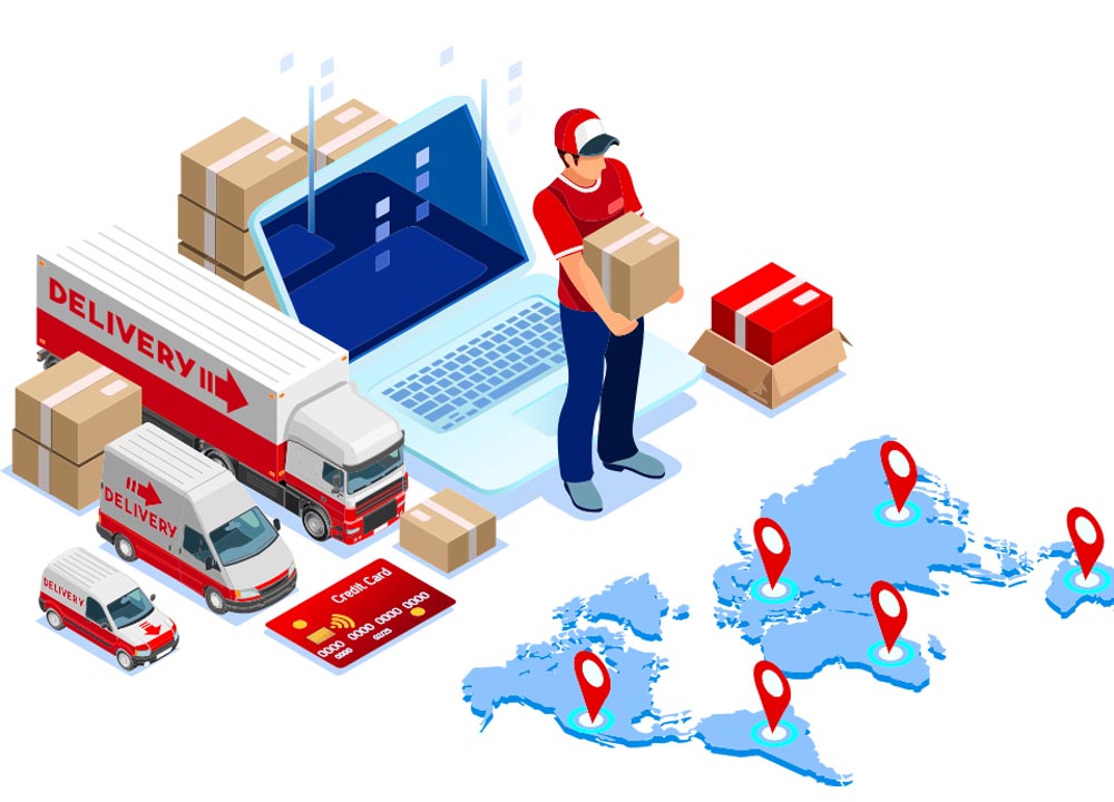 Courier with global tracking and delivery